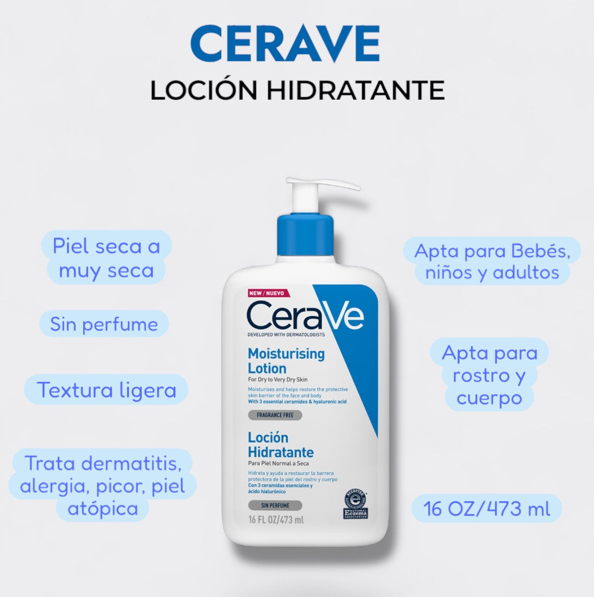CERAVE Loción Hidratante 473ML (Piel seca a muy seca)